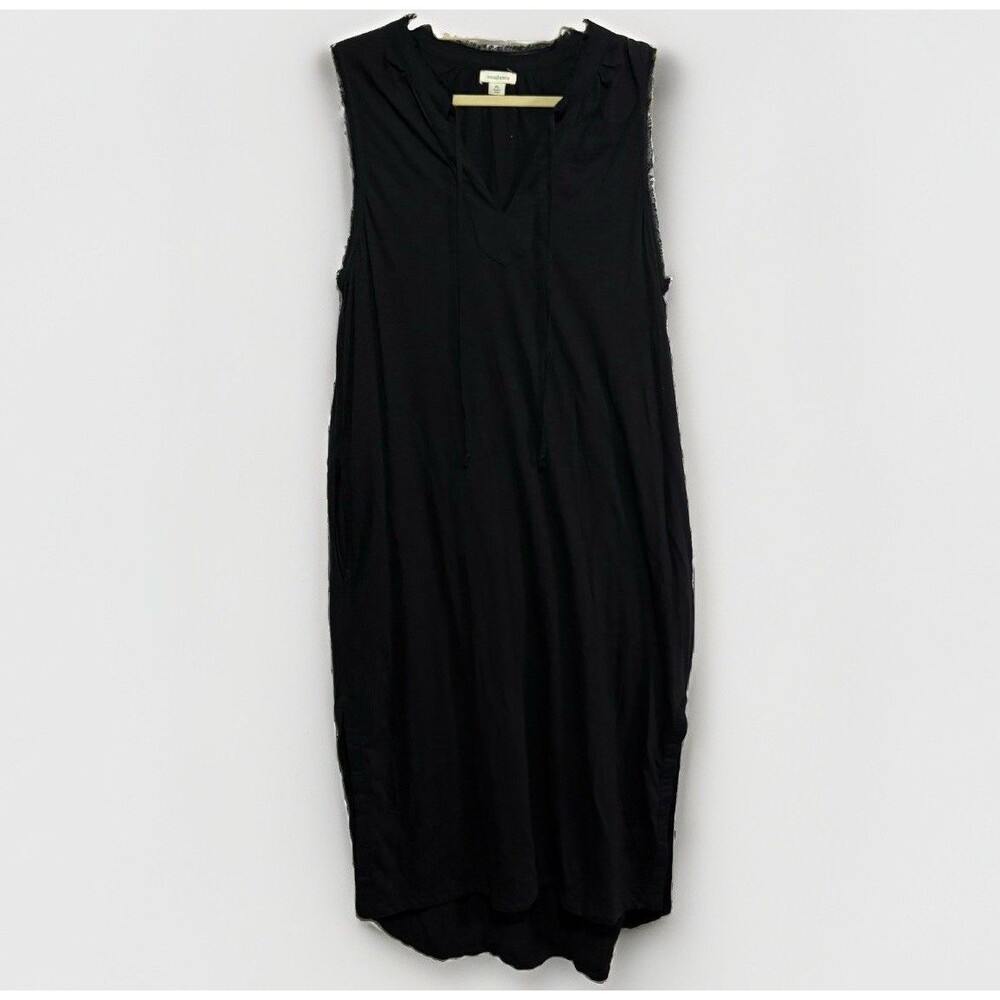 Sundance Womens Dress Petite L Weekend Sensation Midi Black Fringe Trim Boho